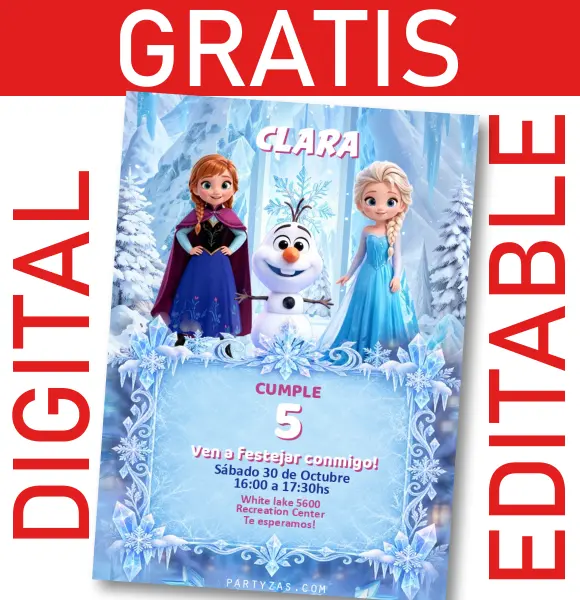 Invitación Virtual Gratis Frozen Chibi